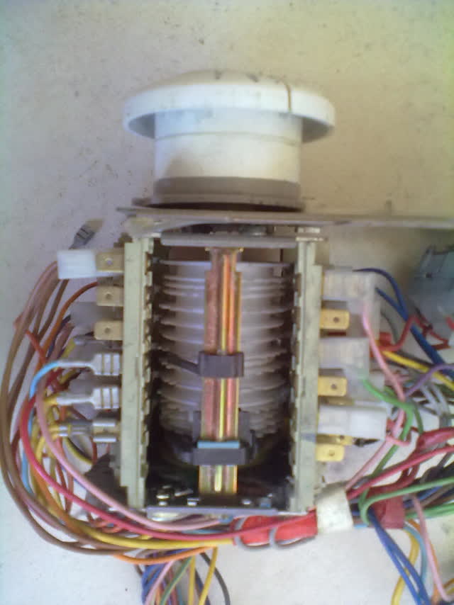 Mechanical washing machine timer (program switch) with its wiring harness attached